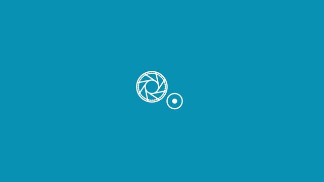 Abstract Digital Loading Animation with Circular Geometric Patterns on Blue Background.