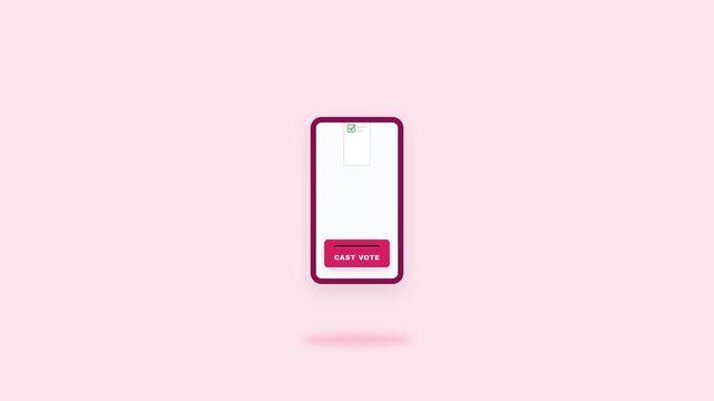 Minimalist 3D Smartphone Animation with Buy Now Button on Pink Background.