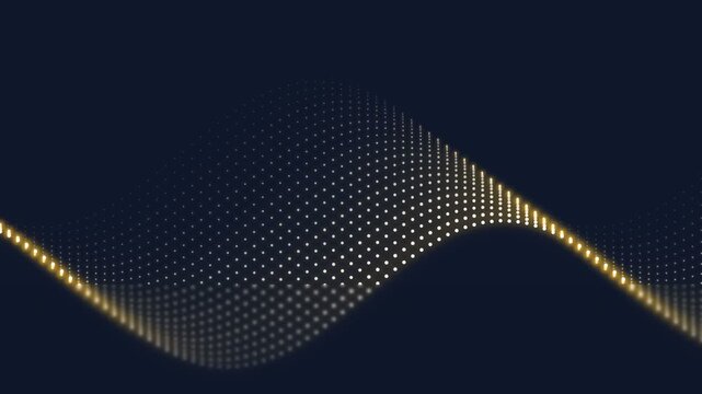 Abstract Golden Dotted Wave Motion Background Animation.