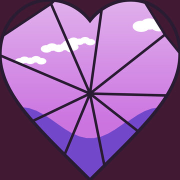 Abstract purple heart shape with a geometric stained glass look