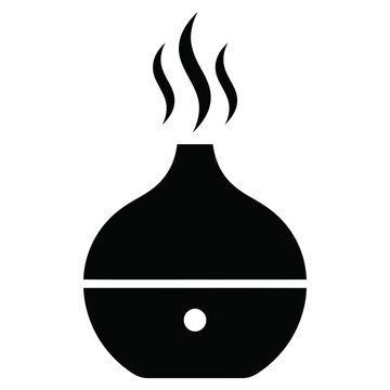 Essential oil diffuser icon, black aroma humidifier vector silhouette, wellness spa scent vaporizer for home aromatherapy