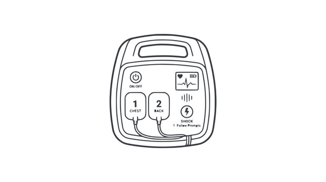 Automated External Defibrillator medical device line art