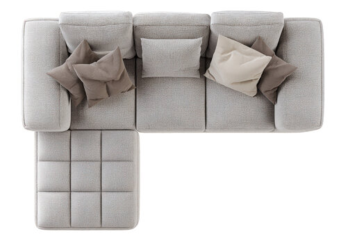 Modern Beige L Shaped Sectional Sofa with Cushions Top View