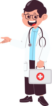 Dokter Membawa Tas Medis untuk Perawatan Pasien