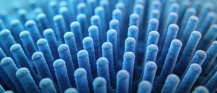 Abstract blue microfiber surface with soft cylindrical texture and macro background