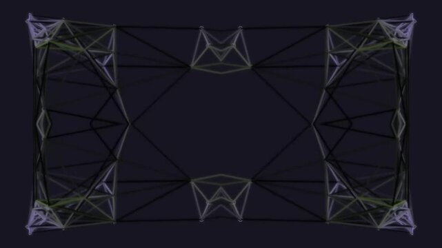Abstract geometric pattern with symmetrical lines on dark background