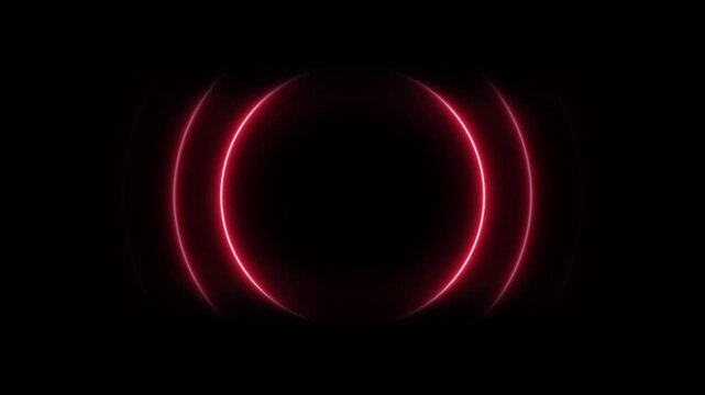 Glowing neon circle radio wave icon background video. Technology radio station voice signal Motion graphic 4k animation video.