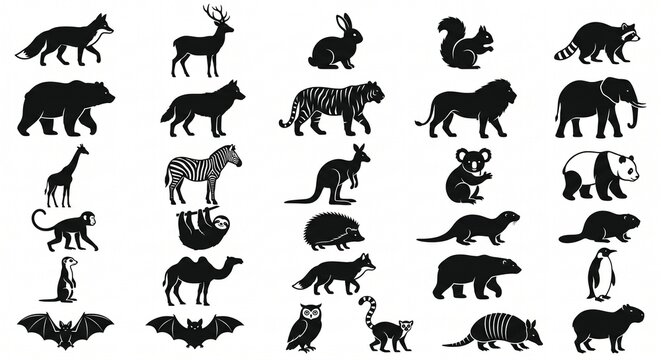 Wild Animal Silhouette Collection &ndash; Black Wildlife Vector Bundle