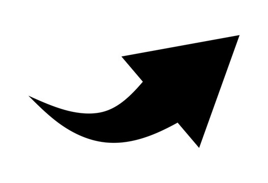 curved upward arrow icon. share forward redirect growth trend direction pointer symbol
