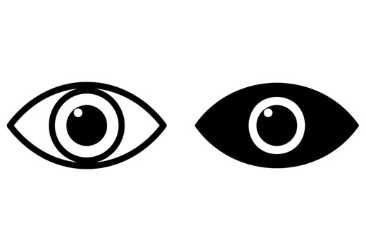 eye icon set. line and solid style vision view sign. preview visibility look watch eyeball symbols 

