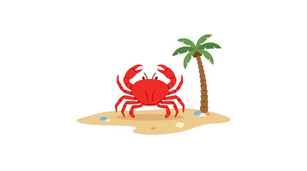 Cartoon red crab on a small tropical beach island © Laris