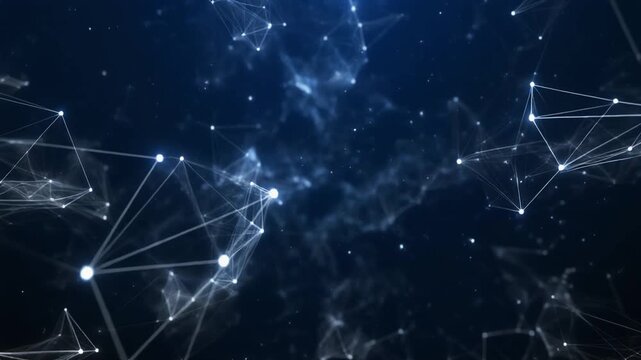 Glowing blue particle wave landscape for big data and technology background