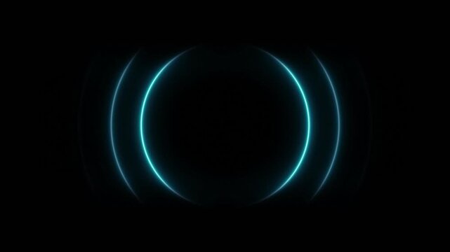 Glowing neon circle radio wave icon background video. Technology radio station voice signal Motion graphic 4k animation video.