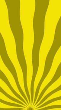 Vertical retro vintage rays animated background featuring a dynamic radial wavy pattern and repeating geometric motion. Bold blue and yellow graphic design with fluid shapes and rhythmic movement