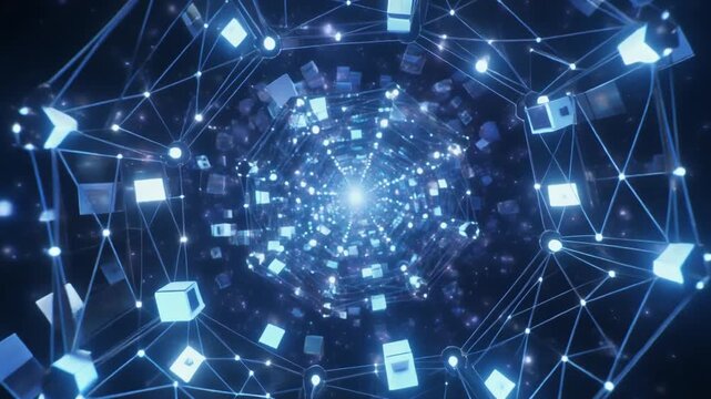 Warp speed fiber optic light streaks exploding from center for high speed data technology background