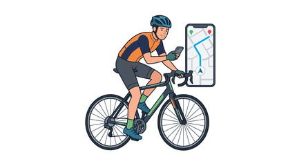 Fototapeta premium Cyclist using navigation app on smartphone