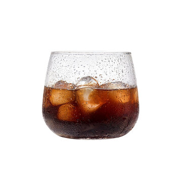 Cold drink with condensation on glass and ice cubes refreshing beverage png