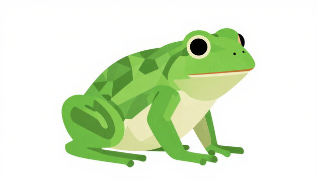 Green frog illustration isolated on white. Cute amphibian character for nature design.