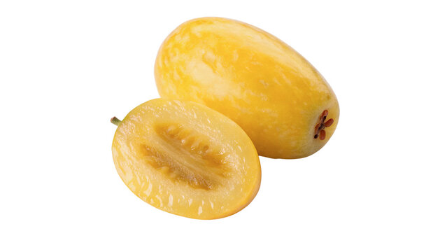 Ripe yellow spaghetti squash cut in half isolated on transparent background for healthy cooking