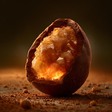 Egg Shaped Chocolate Truffle With Glowing Crystal Core
