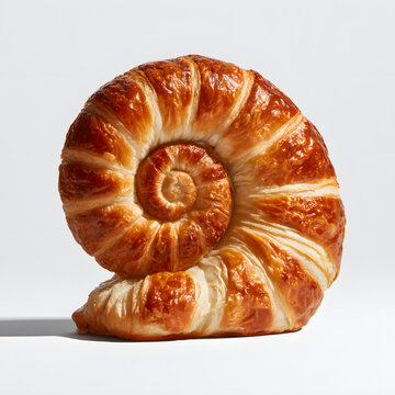 Croissant Pastry Curled Upright Into a Nautilus Shape