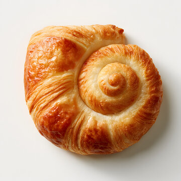 Top View of Croissant Pastry Spiraling Into a Shell