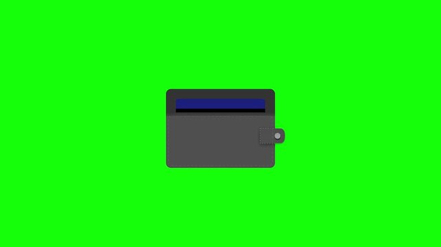 Animated 2D Vector Wallet Graphic on Green Screen Background for Financial and Payment Concepts