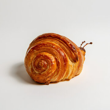 Flaky Croissant Twisted Into a Tall Spiral Cone Shape