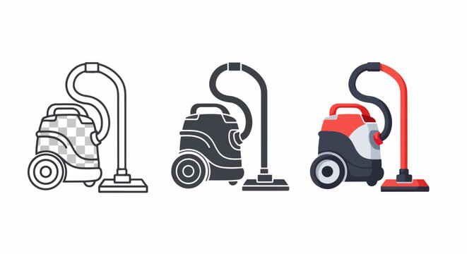 Modern vacuum cleaner device vector icons - Flat icon, outline, glyph, linear, logo template - SVG icon - Black Icon, PNG icon- Clipart, sticker - icon set