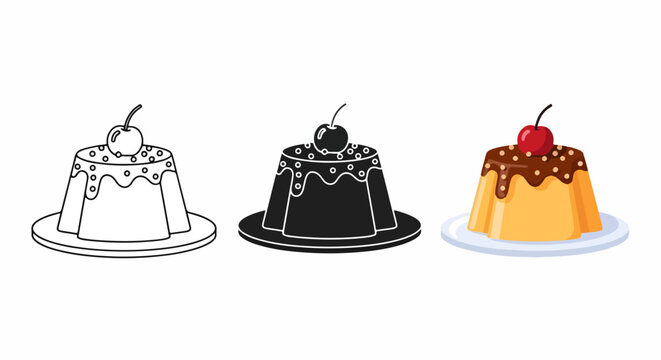 Chocolate pudding dessert vector illustration - Glyph and solid icon set - logo icons. Blue, Black and white icons - Icon vector
