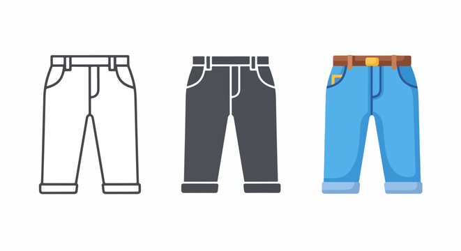 Blue denim jeans pants vector illustration - Flat icon, outline, glyph, linear, logo template - SVG icon - Black Icon, PNG icon- Clipart, sticker - icon set