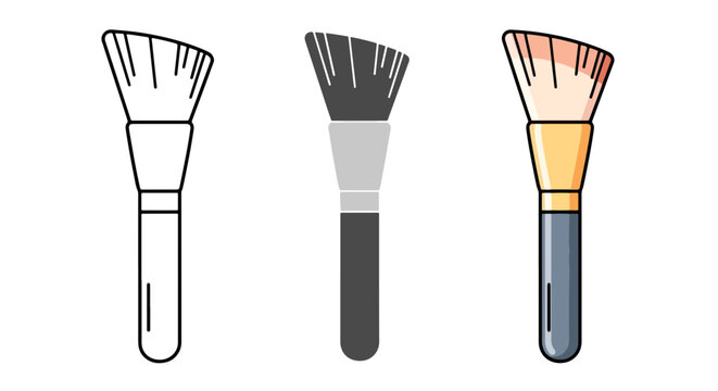 Professional makeup brush vector graphics - Icon set - Glyph, linear, clipart, sticker, Minimalist, flat icon, outline 