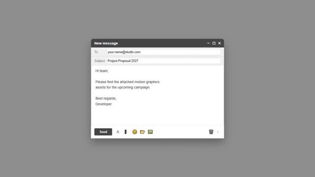 Digital communication interface showing a blank email composition window layout
