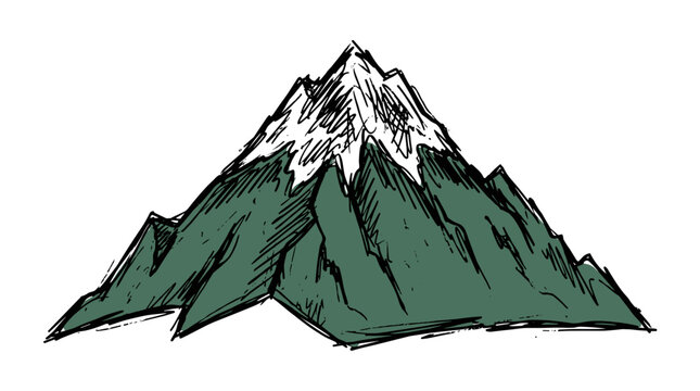 Professional 2D Vector Illustration of a Single Majestic Mountain Peak for Modern Graphic Design