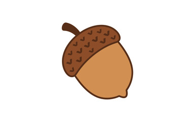 Brown acorn with cap illustration on a white background © Nasima