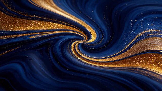 Abstract swirling blue and gold patterns