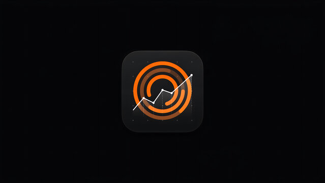 technology and busingess theme background Modern app icon showing upward stock market trend with concentric circles