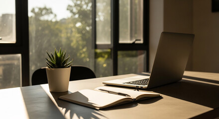 Fototapeta premium Bright Spring Office Workspace Desk