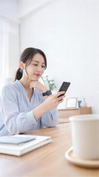 健康アプリをスマートフォンで設定する女性