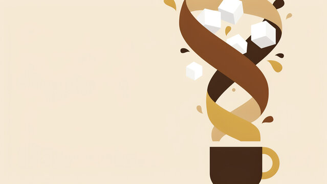 Abstract frozen coffee splash geometric ribbons cubes vector art