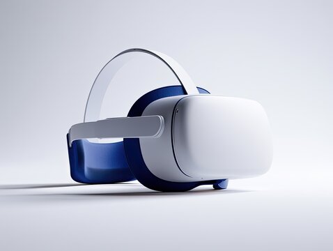 Modern Virtual Reality Headset on a Clean White Background.