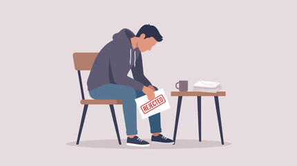Fototapeta premium Unemployed Man Reading Job Rejection Letter