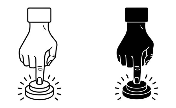 Hand pressing a digital button vector illustration