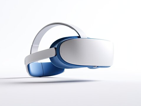 Modern Virtual Reality Headset on a Clean White Background.