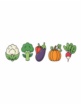 Fresh Green Vegetables Hand Drawn Outline Icon Set