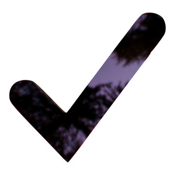 Check mark symbol with dark purple texture isolated on transparent background