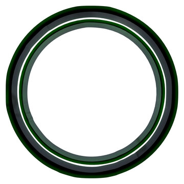 Dark green glossy circular frame isolated on transparent background round shiny metallic ring border template for logo, avatar, design element