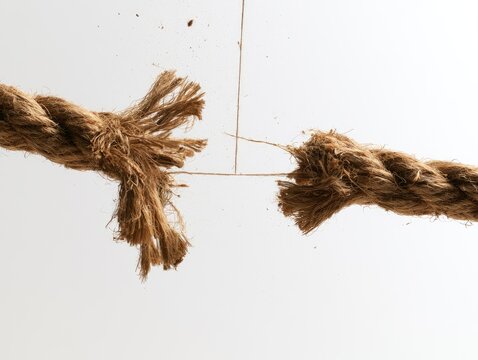 Close up of a frayed rope about to break.