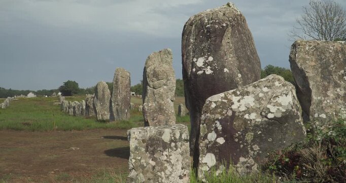 The famous stone rows (Alignements) of Carnac and its surroundings in Brittany (France) consist of thousands of prehistoric menhirs, which were erected between 5000 and 3000 BC.