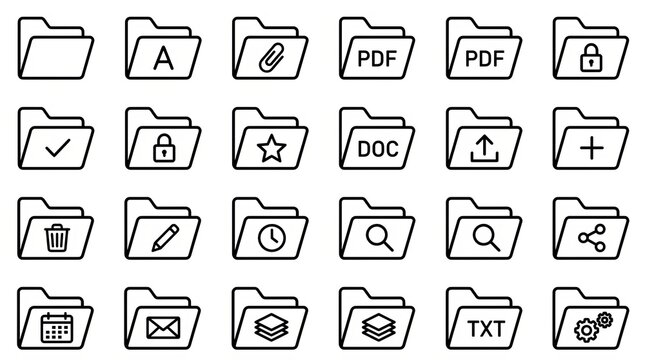 Collection of File Type Icons for Digital Document Formats and Extensions.